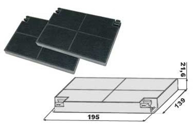 Hovedbilde 195x139x21 Firkantet kullfilter